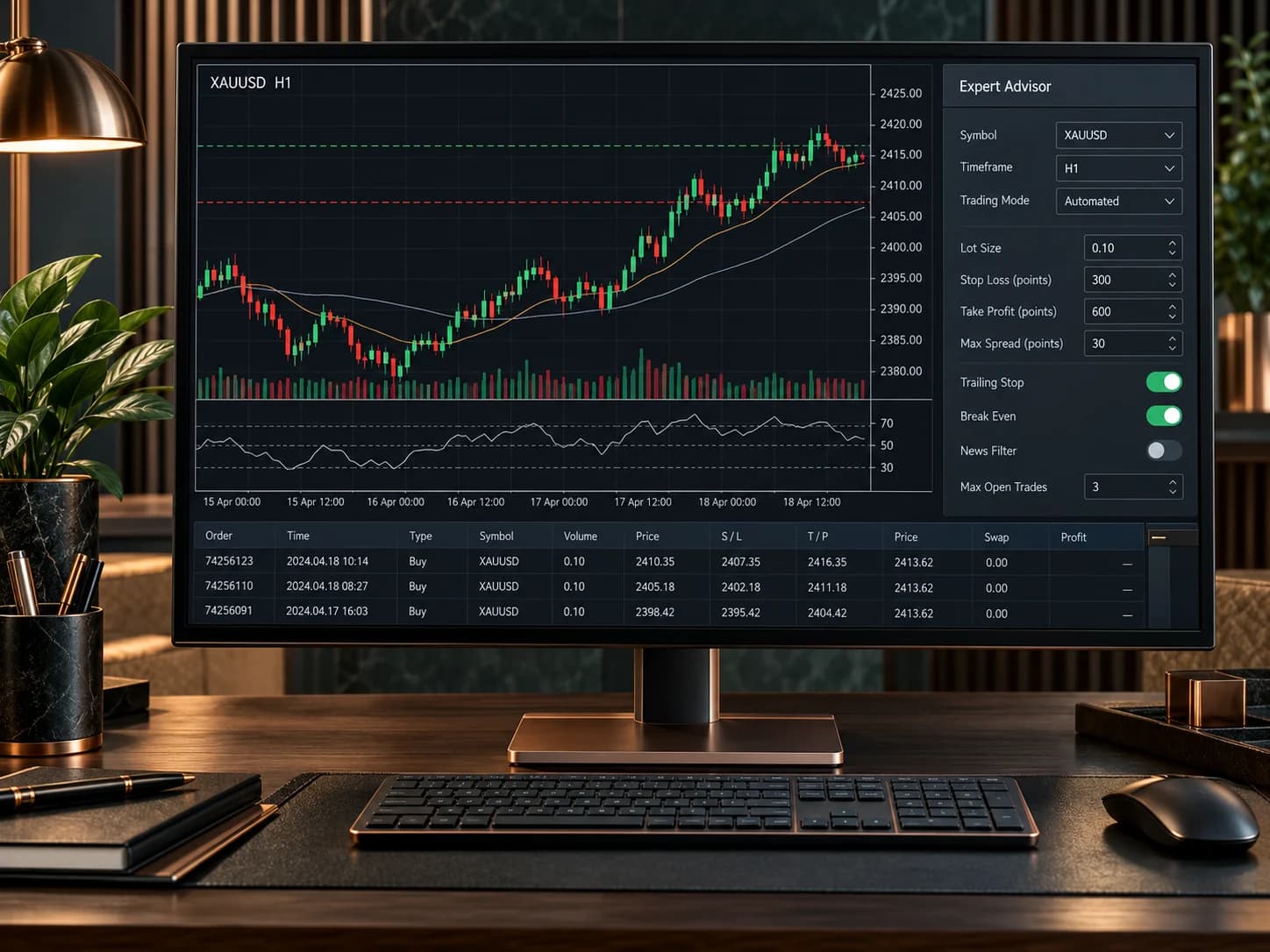 Gold forex chart with automated trading settings